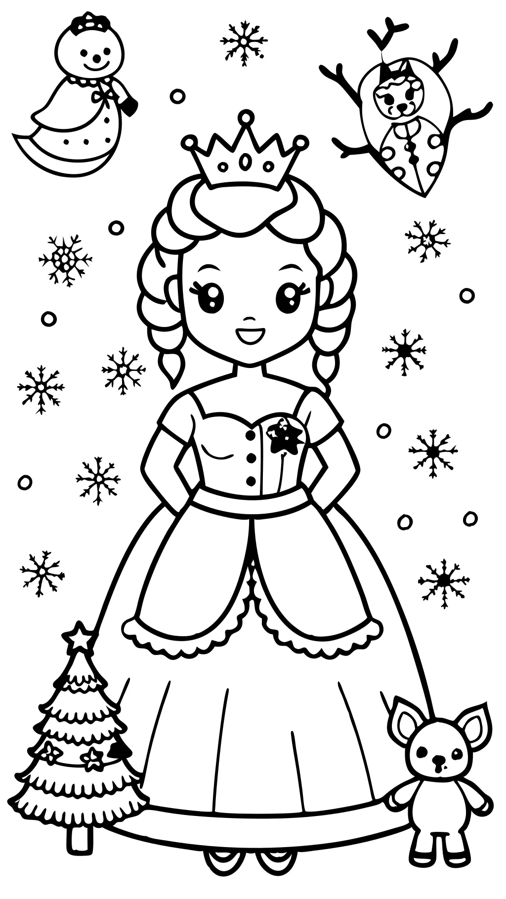 princesa para colorear navideño